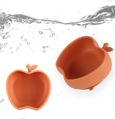 Plat Makan Silikon Bayi Bentuk Apple Silikon Bayi Suplemen Makanan Mangkuk Bayi Self Feeding Non Slip Silikon Mangkuk