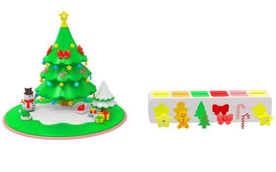 Anak-anak teka-teki mainan silikon adalah tidak beracun dan tidak berbau kreatif gigi mainan silikon pohon Natal splicing mainan