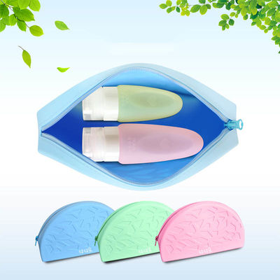 Fashion Warna Solid Silikon Ritsleting Kapasitas Besar Tas Penyimpanan Kosmetik Tas Cuci Silikon Lembut